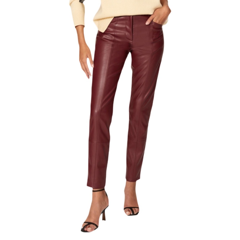 Milly ‘Rue’ Faux Red Leather Cropped Pants - Slim Fit